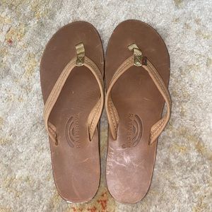 Rainbow flip flops - tan - size 11 (women’s)